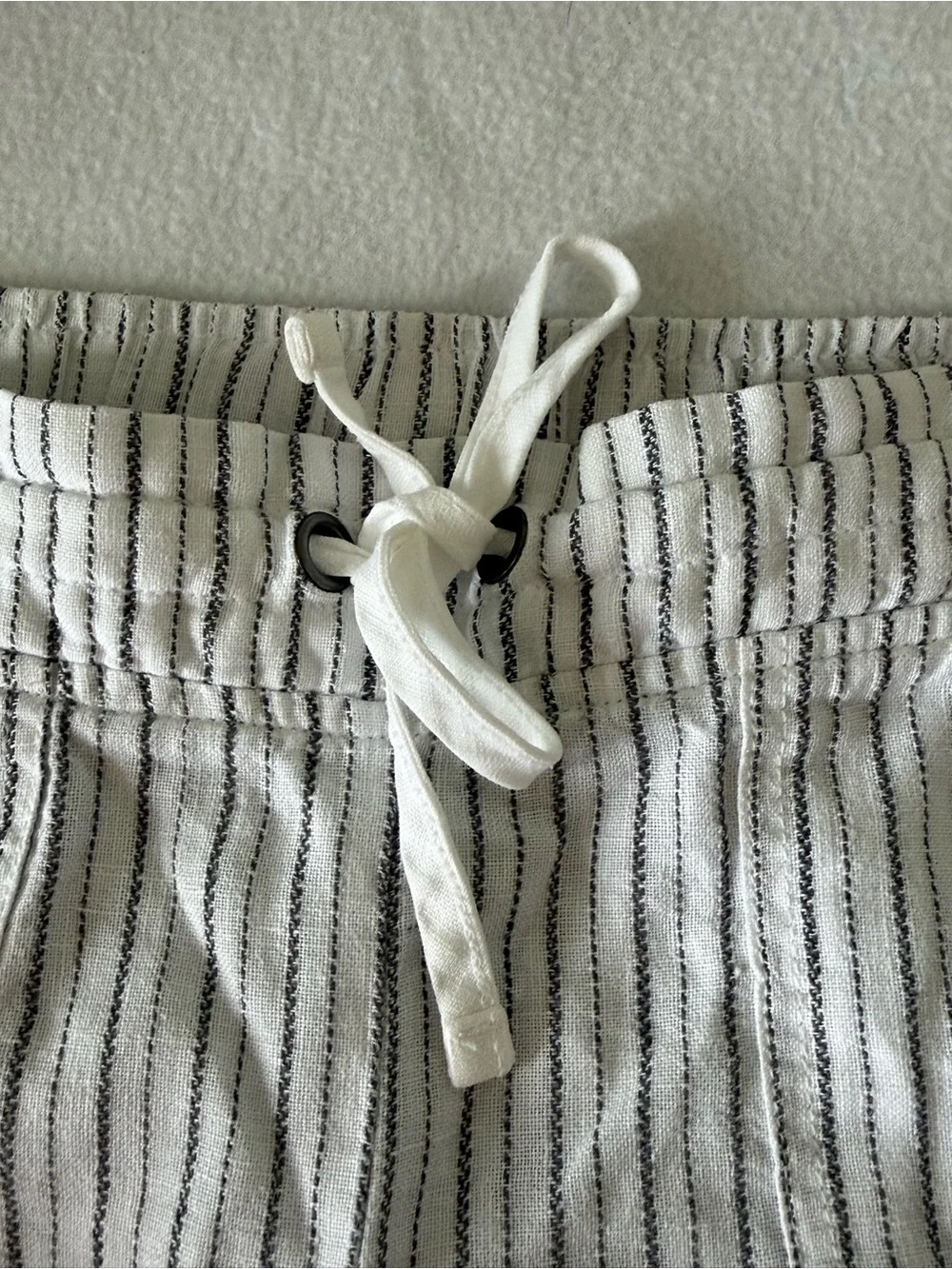 Athleta Linen Stripes Drawstrings Pants
